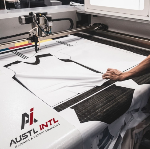 Fabric Cutting Process at AUSTL INTL Sports Factory