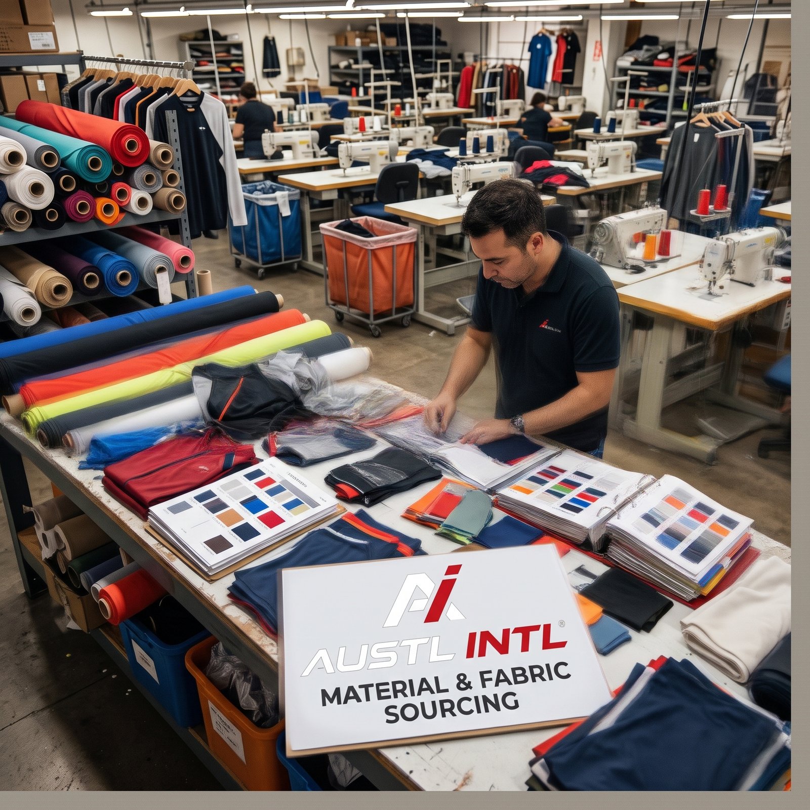 Quality Check of Bulk Sportswear Production at AUSTL INTL Sports